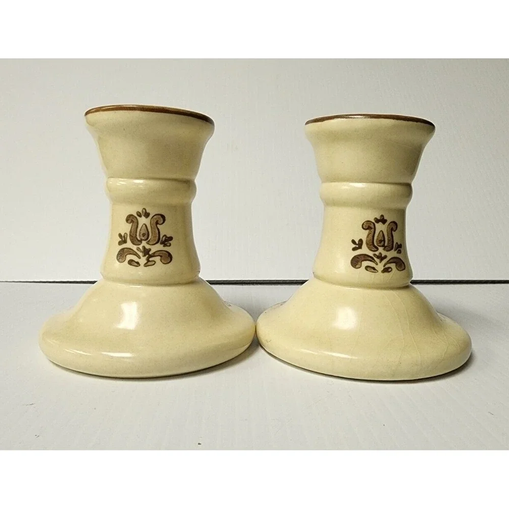 Pfaltzgraff  Village Pattern set of Two Candle‎ Holders Vintage